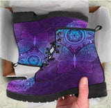 Niulatu Women Ankle Boots Low Heels Shoes Woman Vintage Pu Leather 2025 Autumn Warm Winter high Snow Boots Motorcycle Skull Pansy DJSE