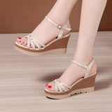 Niulatu 32-43 Elegant Platform Wedges Shoes for Women Summer 2025 Office Beach Mom High Heels Sandals Soft Leather Shoe DJSE