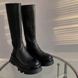 Niulatu Boots Women Zipper Leather Shoes 2025 Autumn Thick Bottom Platform Ladies Knee High Boots Elegant Fashion Female Footwear DJSE