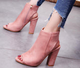 Niulatu Sandals Ladies Shoes Gladiator Casual Peep Toe Antiskid Bottom Zipper Med Thick Heels Wedding Sandalias Mujer 6299W DJSE