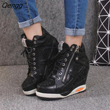 Niulatu Womens Sneakers with Platform Woman Shoe Luxury Wedge Heel Basket Autumn Winter Thick Fashion High Casual Running Low help DJSE