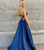 Niulatu Slit Prom Dress Long With Lace HZ1007
