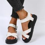 Niulatu Design Open Toe Platform Chunky Heel Punk Leisure women's Sandals Casual Buckle Black White Trendy Shoes Woman DJSE
