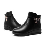 Niulatu New Women Boots Genuine Leather Wedge Heels Non-slip women's boots large size mother warm boots Famale Snow Boots DJSE