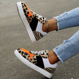 Niulatu Spring And Autumn Fashion Leopard Print Sneakers Breathable Non-slip Vulcanized Casual Sports Shoes Flat Bottom Skate Shoes DJSE