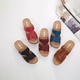Niulatu Summer Women Wedge Sandals Premium Orthopedic Open Toe Sandals Vintage Anti-Slip Leather Casual Female Platform Retro Shoes DJSE