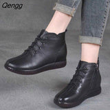 Niulatu Women's Boots 2025 Autumn Short Boots Casual Thick-soled Mother Boots All-match Women Shoes Zipper Bare Boots Soft Comfortable DJSE