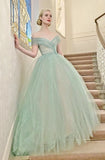 Niulatu Princess Ball Gown Off the Shoulder Pearl Tulle Prom Dress Evening Dress HZ0113