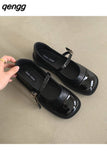 Niulatu Women Flat Shoes Square Toe Retro Mary Janes Loafers Female Belt Buckle Casual Autumn Fashion Lady Chaussure Femme DJSE