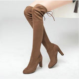Niulatu Women Boot Fashion Suede Women Over The Knee Boot Lace Up Sexy High Heels Shoes Woman Slim Thigh High boot Women fr5 DJSE
