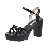 Niulatu Heel Platform Sandals Women's Shoes Summer 2025 Hollow Out Simple Casual Comfortable Buckle Sandals Black High Quality DJSE