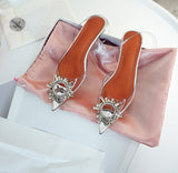 Niulatu Summer Women pumps Transparent Crystal Triangle heeled office lady Shoes High heels Party Wedding Shoes Woman Sandals DJSE