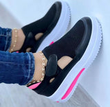 Niulatu New Ladies Vulcanized Sneakers Thick Sole Solid Color Flat Women Shoes Casual Breathable Velcro Ladies Walking Sneakers DJSE