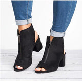 Niulatu Sandals Ladies Shoes Gladiator Casual Peep Toe Antiskid Bottom Zipper Med Thick Heels Wedding Sandalias Mujer 6299W DJSE