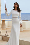 Niulatu Floor-Length Mermaid Jewel Neck Long Sleeves Chiffon Prom HZ1007