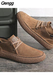 Niulatu Men's Suede Genuine Leather Casual Shoes Lace-up Men Light Comfortable Driving Flats Mens Outdoor Oxfords Shoe DJSE