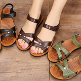Niulatu Women Sandals Flat Non-slip Open Toe Shoes Women Casual Vintage Comfortable Mother Sandals Zapatos De Mujer DJSE