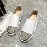 Niulatu Size 36-43 Casual Rivet Single Shoes Women's 2025 Spring New Rhinestone Lefu Shoes Flat Bottomed Fashionable Women's Shoes DJSE