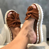 Niulatu Women Slippers Platform Wedge Sandals Fashion Bow Peep Toe Beach Outdoor Ladies Walking Shoes Plus Size Zapatilla Mujer DJSE