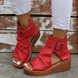 Niulatu Women Summer Sandals Mid Heels Wedges Shoes Ladies Vintage PU Leather Plus Size Sandalias Mujer Sapato Feminino 2025 DJSE