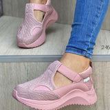 Niulatu Women Casual Shoes Thick Bottom Women's Flat Platform Thick Woman Shoes Mesh Hollow Casual Single Shoes Large Size DJSE