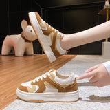 Niulatu Yellow Green Pink Design White Sneakers Women's Spring 2025 Korean Sports Platform Flat Shoes Vulcanize Canvas DJSE