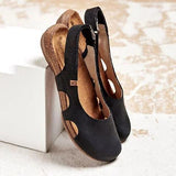 Niulatu Women Casual Wedges Sandals Summer Buckle Hot Gladiator Retro Non-slip Sandals Flock Ladies Party Office Shoes DJSE
