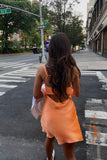Simple Sheath Straps Orange Short Homecoming Dress Summer Hoco Dresses Cocktail Dress Birthday Outfits HZ1214