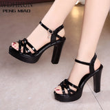 Niulatu 32-43 Block Heel Platform Sandals Women Wedding Shoes Summer 2025 Elegant Leather High Heels Sandals Ladies Office DJSE
