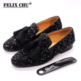 Niulatu Mens Tassel Loafers Sequin Casual Shoes British Style Gentleman Wedding Dress Shoes Red Breathable Men Party Dinner Formal Shoes DJSE