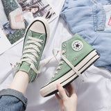 Niulatu Women&Men Fashion Vulcanize Shoes Woman Sneakers New Rainbow Retro Canvas Shoes Flat Fashion Comfortable High Shoes Women DJSE