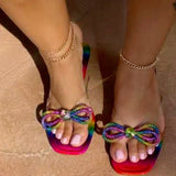 Niulatu Women's Flip Flops 2025 Colorful Rhinestone Strip Ladies Shoes Summer New Bling Sexy Beach Woman Outside Wear Slippers Slides DJSE