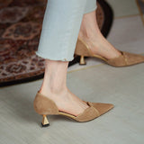 Niulatu Slip on Women Shoes Square Med Heels Spring Autumn Concise Pointed Toe Ladies Pumps Size DJSE