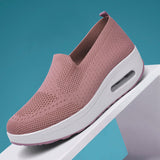 Niulatu Women Flat Platform Shoes Sneakers Round Toe Slip-on Flat Bottom Wedge Walking Shoes Solid 2025 Summer Breathable Casual Mesh PU DJSE