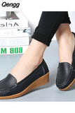 Niulatu Women Shoes 2025 New Leather Flat Shoes Slip On Women Loafers With Wedge Heels Casual Flats Zapatos Mujeres Moccasins Female DJSE