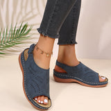 Niulatu Summer Women Platform Rome Sandals PU Leather Wedges Beach Sandalias Woman Open Toe Solid Casual Shoes Plus Size 43 DJSE