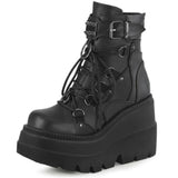 Niulatu Brand Platform Designer Goth Cool Motorcyle Women Boots Punk Street Zipper Elastic Band Black Ladies Shoes DJSE