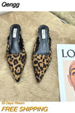 Niulatu Toe Mules Fashion Leopard Print Women Slippers Casual Women's Shoes Women Low Heels Elegant Ladies Outdoor Slide DJSE