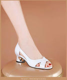 Niulatu Women Dress Shoes Peep Toe Office Work Shoes Medium Heels Pumps Open Toe Woman Sandals Black zapatos mujer 8127N DJSE