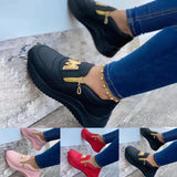 Niulatu Women Sport Shoes Thick Bottom Solid Ladies Vulcanized Sneakers Casual Wedges Slip on Zipper Shoes Women Platform Sneakers DJSE