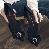 Niulatu Women Shoes Butterfly-knot Pumps Summer Drill Ladies Pointed Toe Shallow Jelly Shoes Low Heel Office Female Footwear DJSE