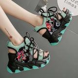 Niulatu New Lady Platform Chunky Sandals Lace Up Buckle Punk Cool Women's Sandals Open Toe Casual Summer Sports Shoes DJSE