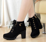 Niulatu 2025 New Women Shoes Lace Up Ankle Boots Zapatos Mujer Fashion High Heels Ladies Casual Spring Pumps Platform Heel 42 DJSE