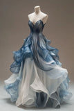 Niulatu V-neck Tulle Long Prom Dress, Unique Quinceanera Dresses HZ1026