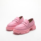 Niulatu Fashion Loafers Shoes For Women 2025 Spring New Designed British Style Cowhide Solid Color Platform Thicken Heel Shoes DJSE