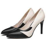 Niulatu Stiletto Heel Pointed Toe High Heels Shallow Mouth Color-matching Women's Shoes Black All-match Work Shoes DJSE
