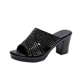 Niulatu Women Sandals Shoes Fashion Low Platform Peep Toe Slippers Modern Square High Heels Casual Female Shoes Size DJSE