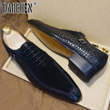 Niulatu Men Oxford Shoes Lace up Split Toe Coffee Black Formal Men Dress Shoes Suede Patchwork Crocodile prints Leather Shoes Men DJSE