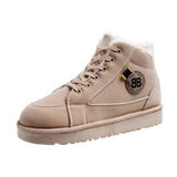 Niulatu Ladies Vulcanized Shoes Plus Fleece Thickened White Thick Sole Sneakers Furry Women's Shoes Short Boots Plush DJSE