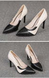 Niulatu Stiletto Heel Pointed Toe High Heels Shallow Mouth Color-matching Women's Shoes Black All-match Work Shoes DJSE